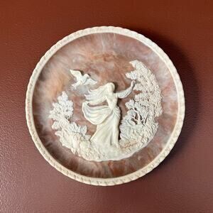 Vintage 70s Incolay Stone Plate "To a Skylark" Gayle Bright Appleby Signed Art